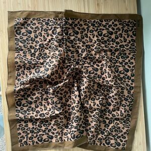 Leopard Print Scarf with Tan Border